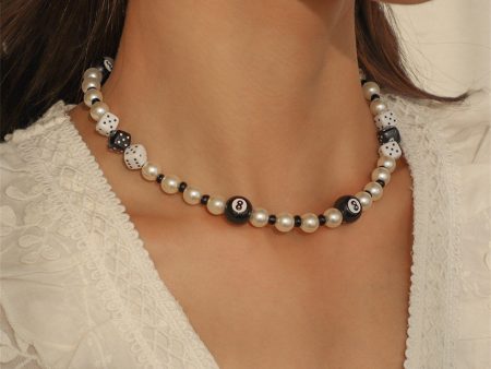 Pearl & Howlite Dice Beaded Necklace For Sale