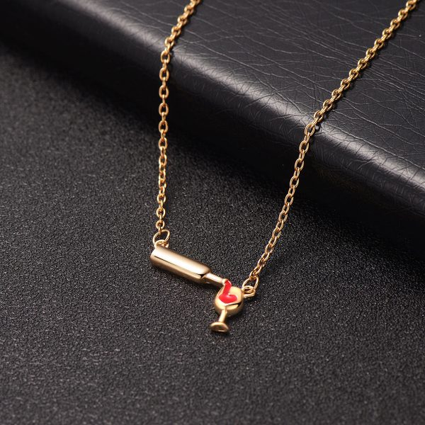 Red Enamel & 18K Gold-Plated Wine Pendant Necklace For Discount