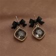 Black Enamel & Crystal Bow Drop Earrings Online