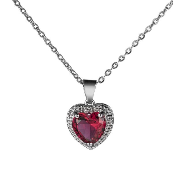 Rose Crystal & Silver-Plated Heart Halo Pendant Necklace Hot on Sale