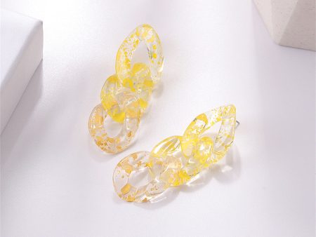 Yellow Resin & Silver-Plated Chain Drop Earrings Online