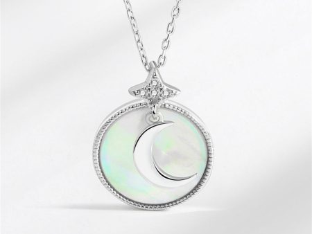 Shell & Silver-Plated Moon Round Pendant Necklace Hot on Sale