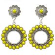 Yellow Turquoise & Silver-Plated Flower Drop Earrings Online Hot Sale