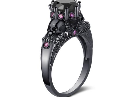 Black Crystal & Cubic Zirconia Skull Ring Sale