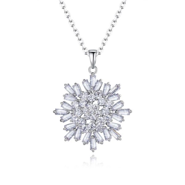 Crystal & Cubic Zirconia Snowflake Pendant Necklace For Discount