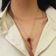 Red Enamel & Silver-Plated Rose Pendant Necklace on Sale