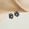 Black Enamel & Pearl Beauty Stud Earrings Discount