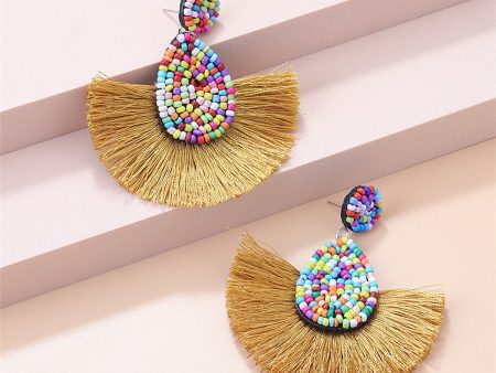 Yellow Tassel Fan Earrings Fashion