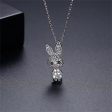 Cubic Zirconia & Silver-Plated Rabbit Pendant Necklace For Cheap