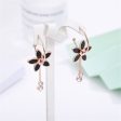 Black Cubic Zirconia & 18K Rose Gold-Plated Flower Drop Earrings Discount