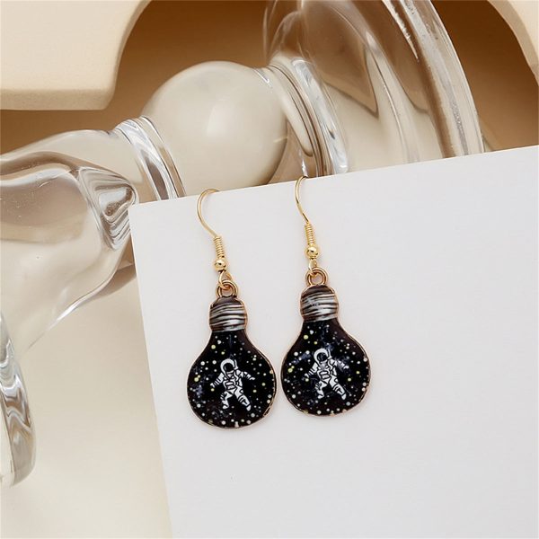 Black Enamel & 18K Gold-Plated Astronaut Bulb Drop Earrings Sale