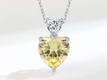 Yellow Crystal & Silver-Plated Double-Heart Pendant Necklace Discount