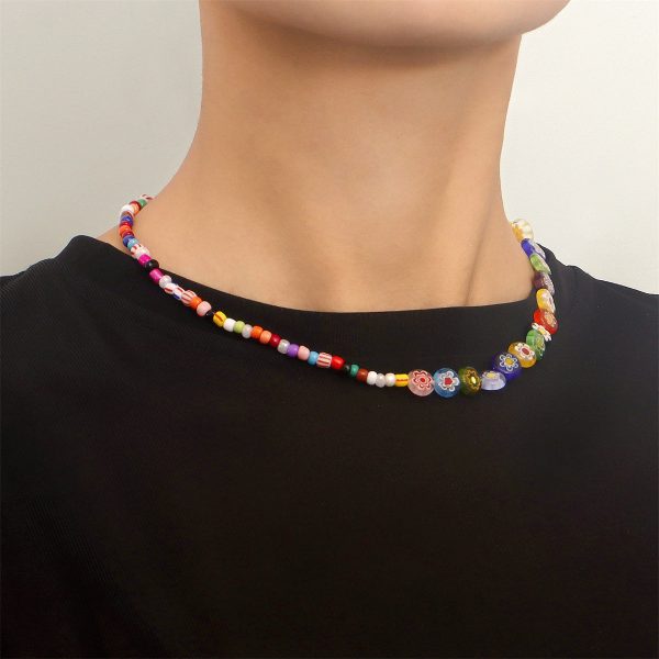 Vibrant Howlite & Vibrant Floral Beaded Necklace Sale