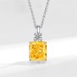 Yellow Crystal & Cubic Zirconia Square Pendant Necklace Supply