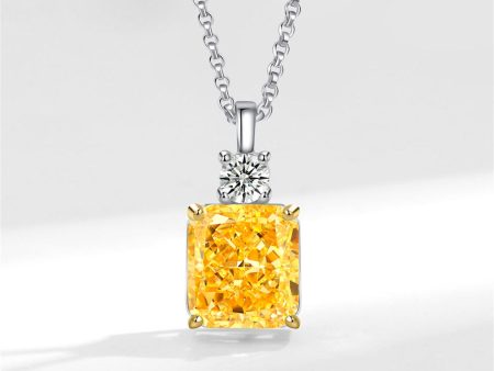 Yellow Crystal & Cubic Zirconia Square Pendant Necklace Supply