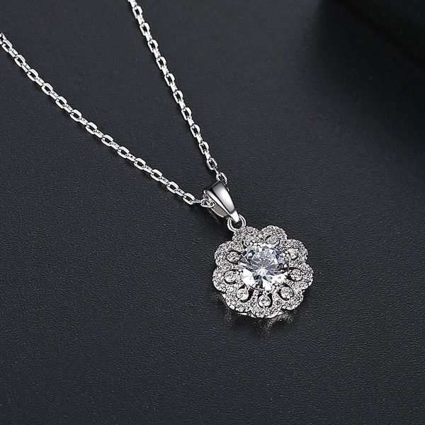 Crystal & Cubic Zirconia Flower Pendant Necklace Online Sale