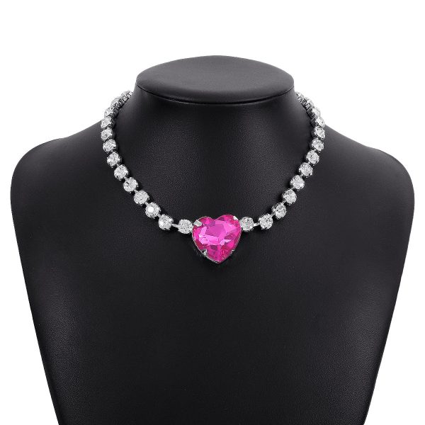 Rose Crystal & Cubic Zirconia Heart Pendant Necklace Hot on Sale