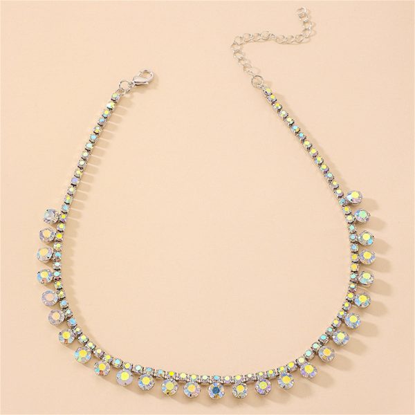 Iridescent Cubic Zirconia & Silver-Plated Double Layer Necklace Online Hot Sale