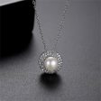 Pearl & Cubic Zirconia Silver-Plated Round Pendant Necklace Discount