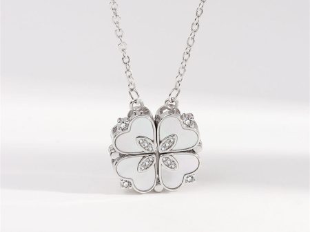 Shell & Cubic Zirconia Silver-Plated Clover Heart Pendant Necklace Online Hot Sale