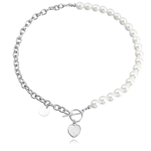 Pearl & White Shell Silver-Plated Asymmetrical Heart Toggle Pendant Necklace Online Sale