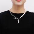 Pearl & Silver-Plated Half-Chain Cross Toggle Necklace Discount