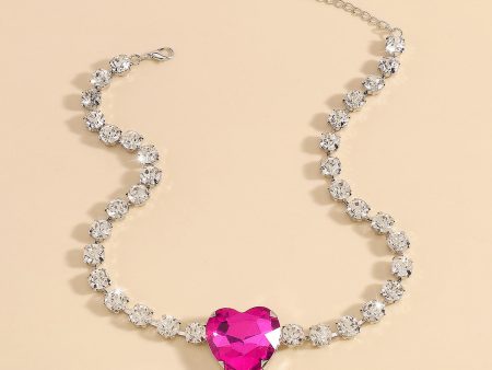 Rose Crystal & Cubic Zirconia Heart Pendant Necklace Hot on Sale