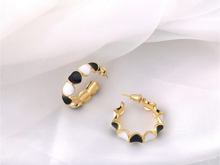 Black Enamel & 18K Gold-Plated Heart Hoop Earrings Online