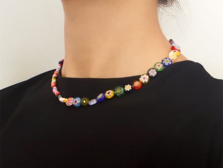 Vibrant Howlite & Vibrant Floral Beaded Necklace Sale