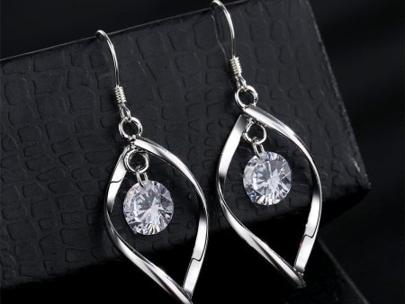 Cubic Zirconia & Silver-Plated Twisted Drop Earrings For Cheap