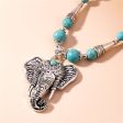 Turquoise & Silver-Plated Elephant Pendant Necklace Online