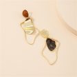 Black Enamel & 18K Gold-Plated Abstract Mismatched Drop Earrings Fashion