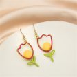 Yellow Enamel & 18K Gold-Plated Open Tulip Drop Earrings on Sale