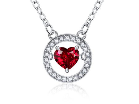 Red Crystal & Cubic Zirconia Heart Pendant Necklace For Cheap