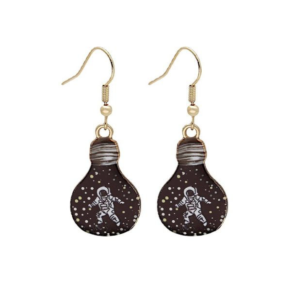 Black Enamel & 18K Gold-Plated Astronaut Bulb Drop Earrings Sale