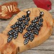 Black Cubic Zirconia Leaves Drop Earrings Sale