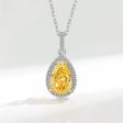 Yellow Crystal & Cubic Zirconia Drop Pendant Necklace Discount