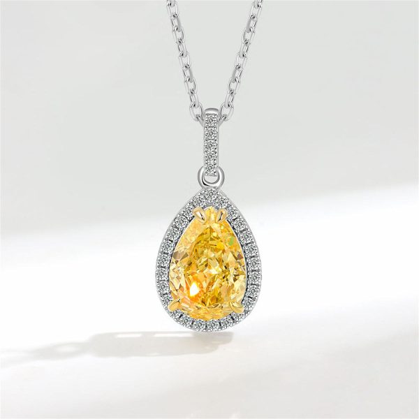 Yellow Crystal & Cubic Zirconia Drop Pendant Necklace Discount