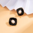 Black Enamel & Pearl 18K Gold-Plated Rhombus Stud Earrings Online now