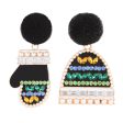 Black Cubic Zirconia & Pearl Hat & Mitten Drop Earrings For Cheap