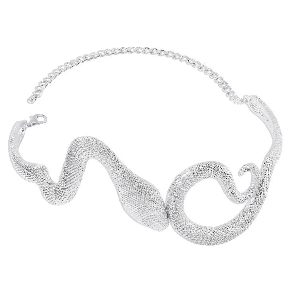 Silver-Plated Textured Snake Choker For Sale