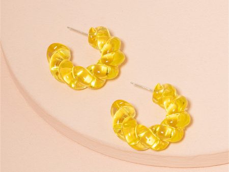 Yellow Twisted C Drop Earrings Online