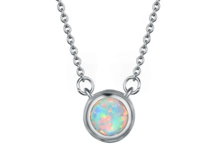 White Opal Round Pendant Necklace Sale