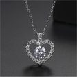 Crystal & Cubic Zirconia Openwork Heart Pendant Necklace Fashion