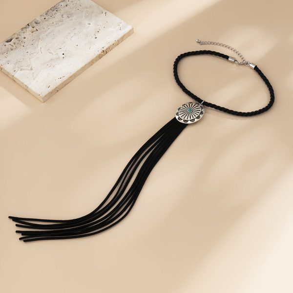 Turquoise & Black Tassel Choker Necklace For Discount