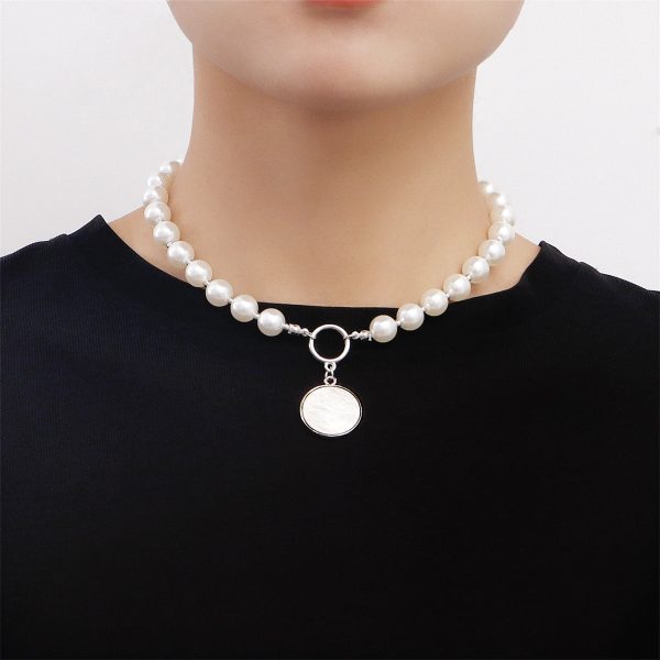 Pearl & White Shell Silver-Plated Round Pendant Necklace Online now