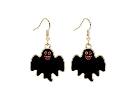 Black Enamel & 18K Gold-Plated Happy Ghost Drop Earrings Hot on Sale