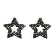 Black Cubic Zirconia & Silver-Plated Cutout Star Stud Earrings For Sale