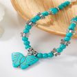 Turquoise & Silver-Plated Butterfly Pendant Necklace Discount