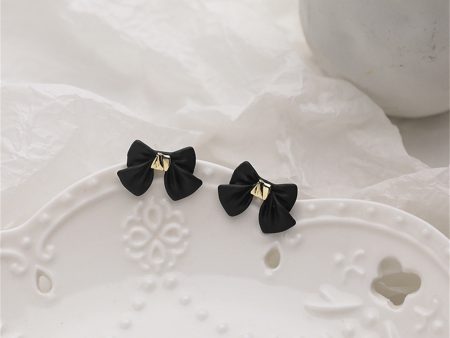 Black Enamel & 18K Gold-Plated Bow Stud Earrings Sale